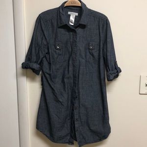 Denim button down shirt or tunic